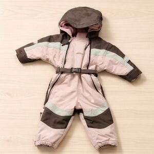 12M- 18M - CHLOROPHYLLE - Pink and Brown Baby Snowsuit